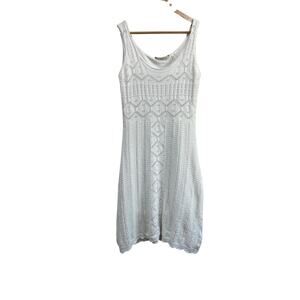 Soft Surroundings White Coastal Crochet Knit Sleeveless Midi Dress Medium